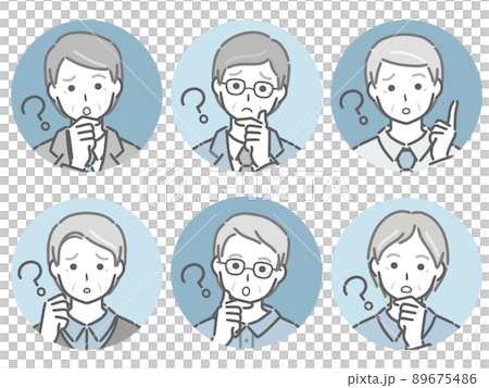 Aged man's circle icon set wondering 89675486