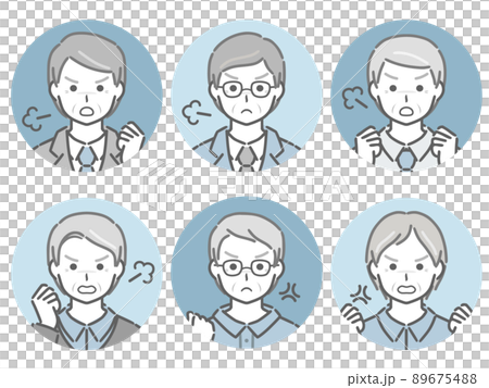 Angry elderly man circle icon set Angry elderly man circle icon set 89675488