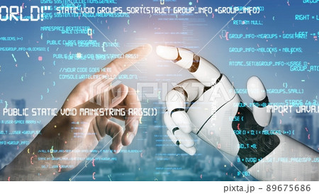 Futuristic robot artificial intelligence revolutionary AI technology concept 89675686