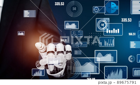 Futuristic robot artificial intelligence revolutionary AI technology concept 89675791
