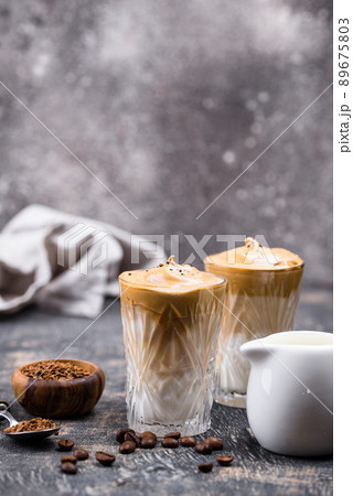 Dalgona whipped coffee with milk Dalgona whipped coffee with milk 89675803