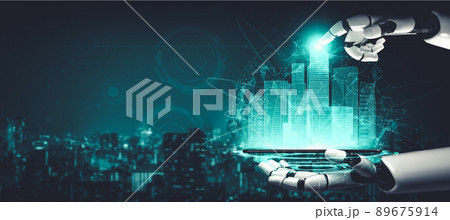 Future artificial intelligence and machine learning for AI droid robot or cyborg 89675914