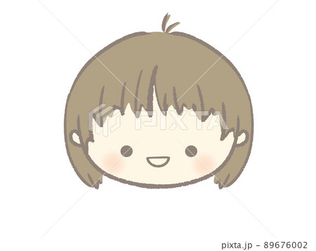 にっこりした顔の女の子のイラスト 89676002