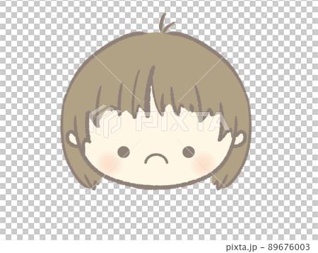 一個略帶喜怒無常的臉的女孩的插圖 89676003