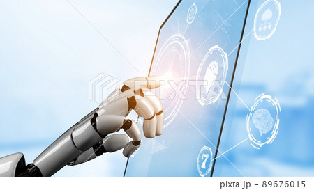 Futuristic robot artificial intelligence revolutionary AI technology concept 89676015
