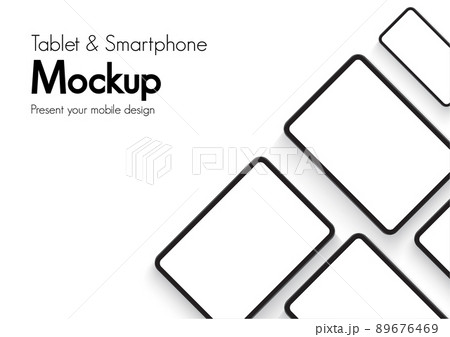 Smartphones and Tablets Mockup With Space for Text Isolated on White Background. Vector Illustration Smartphones and Tablets Mockup With Space for Text Isolated on White Background. Vector Illustration 89676469
