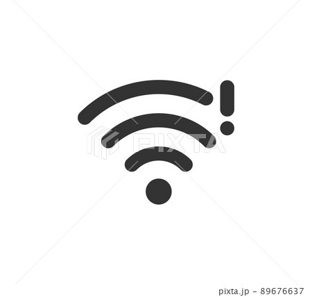 Wifi symbol and exclamation mark icon. Jamming wireless internet signal. Wi-Fi error. Failure wifi icon. Disconnected wireless internet signal. Vector illustration isolated on white background 89676637