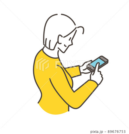 スマホの画面を見て笑う女性【ベクターイラスト素材】 スマホの画面を見て笑う女性【ベクターイラスト素材】 89676753