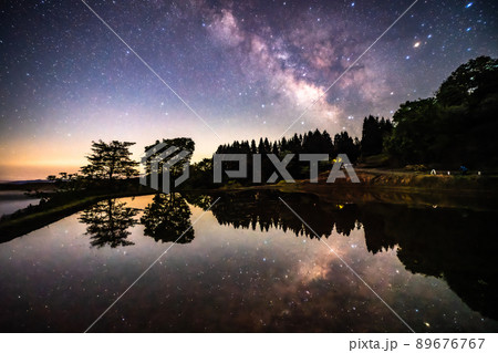 《新潟県》天の川と星峠の棚田 89676767