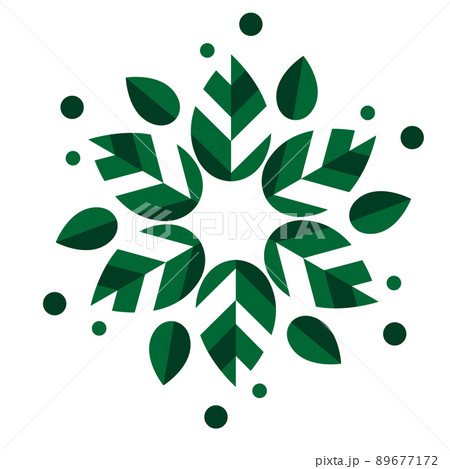 新緑 葉っぱのロゴ 集中 装飾華やか目のイラスト素材
