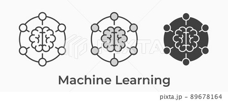 Machine learning icon. Black vector illustration isolated on white background. 89678164