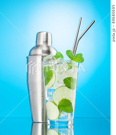 Mojito cocktail and cocktail shaker 89680695