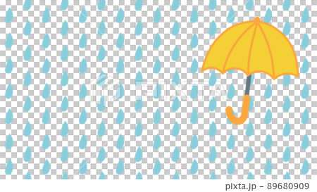 Children's yellow umbrella and heavy rain illustration material ③ Background material Children's yellow umbrella and heavy rain illustration material ③ Background material 89680909