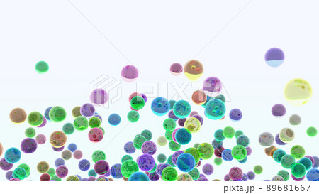 CGクリスタルボール　多数のカラフルなガラス玉　一面 89681667