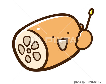 指差し棒を持つかわいいレンコンの手書き風イラスト 89681678