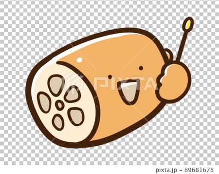 指差し棒を持つかわいいレンコンの手書き風イラスト 89681678