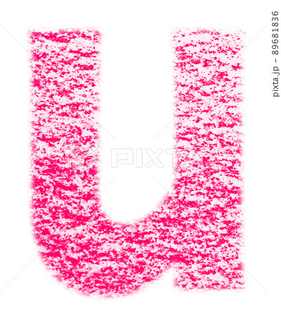 クレヨンで描かれたアルファベット u 小文字 赤色 背景白 高解像度 パス付 他色有り 89681836
