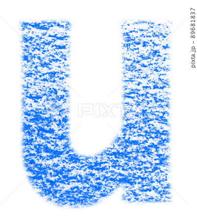 クレヨンで描かれたアルファベット u 小文字 青色 背景白 高解像度 パス付 他色有り 89681837