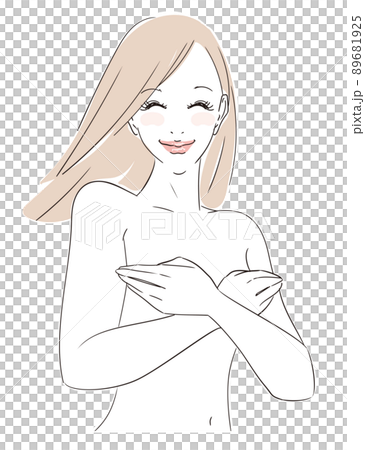 手でバストを包むロングヘアの女性 89681925