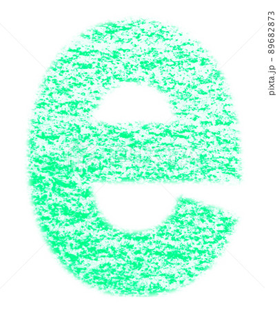 クレヨンで描かれたアルファベット e 小文字 青緑色 背景白 高解像度 パス付 他色有り 89682873