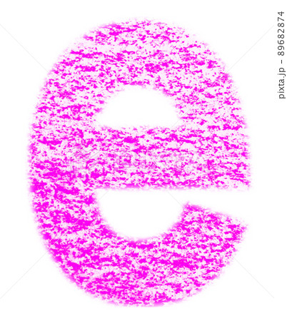 クレヨンで描かれたアルファベット e 小文字 桃色 背景白 高解像度 パス付 他色有り 89682874