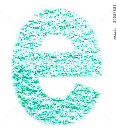 クレヨンで描かれたアルファベット e 小文字 緑色 背景白 高解像度 パス付 他色有り 89682881