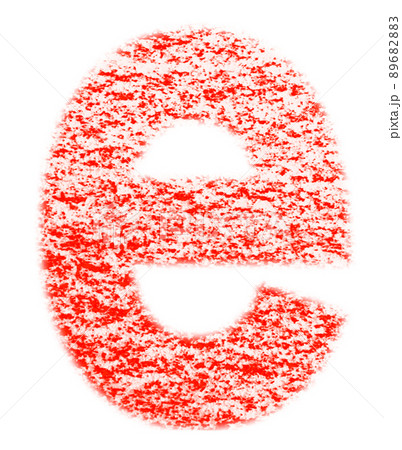 クレヨンで描かれたアルファベット e 小文字 紅色 背景白 高解像度 パス付 他色有り 89682883