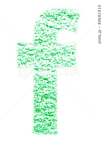 クレヨンで描かれたアルファベット f 小文字 緑色 背景白 高解像度 パス付 他色有り 89682910