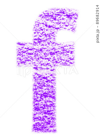 クレヨンで描かれたアルファベット f 小文字 紫色 背景白 高解像度 パス付 他色有り 89682914