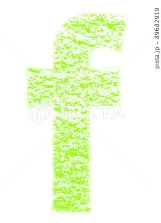 クレヨンで描かれたアルファベット f 小文字 黄緑色 背景白 高解像度 パス付 他色有り 89682919