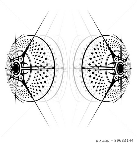 Wind rose black perspective silhouettes 89683144