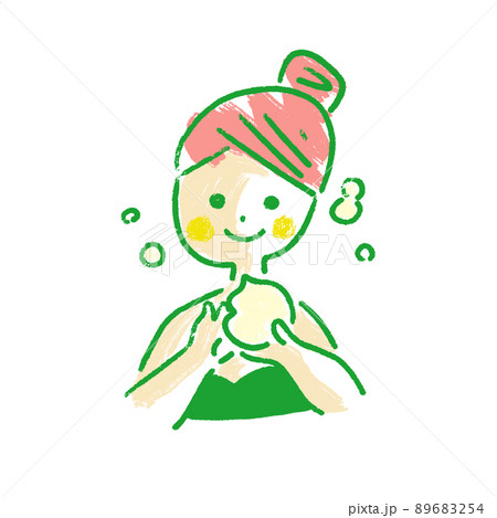 泡洗顔する女性・女の子のイラスト 泡洗顔する女性・女の子のイラスト 89683254