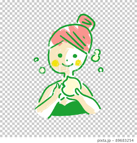泡洗顔する女性・女の子のイラスト 泡洗顔する女性・女の子のイラスト 89683254