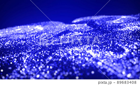 Abstract bg with blue magic glitters fly in air and form beautiful swirls. Sparkles float in viscous liquid. Sparkles in flow of turbulence forces. 3d render 89683408