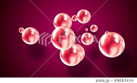 3d rendering. Amasing abstract background of metaballs or glisten bubbles as if glass drops or spheres filled with red sparkles merge together and scatter around. 3d rendering. Amasing abstract background of metaballs or glisten bubbles as if glass drops or spheres filled with red sparkles merge together and scatter around. 89683414