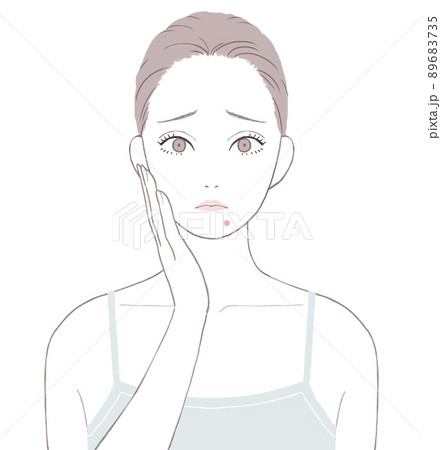 あごニキビに悩む女性 89683735