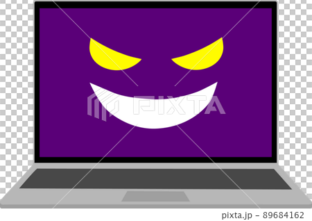 ノートパソコンの画面が怖い顔(フィッシング詐欺などのイメージ) ノートパソコンの画面が怖い顔(フィッシング詐欺などのイメージ) 89684162