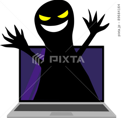 ノートパソコンから悪者が飛び出すイメージ ノートパソコンから悪者が飛び出すイメージ 89684164