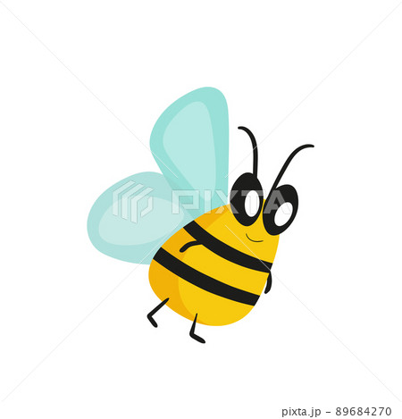 Cartoon bee mascot. A small bees flies. Wasp collection. Vector characters. Incest icon. Template design for invitation, cards. Doodle style Cartoon bee mascot. A small bees flies. Wasp collection. Vector characters. Incest icon. Template design for invitation, cards. Doodle style 89684270