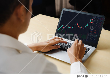 Stock market data chart analysis by ingenious computer software 89684582