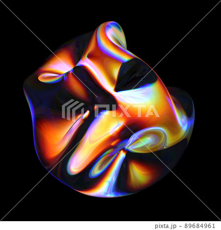 3d rendered abstract shape with detailed reflection and dispersion. 3d rendered abstract shape with detailed reflection and dispersion. 89684961