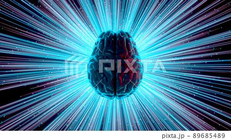 Abstract Human Brain activity visualization with traces and particles 89685489