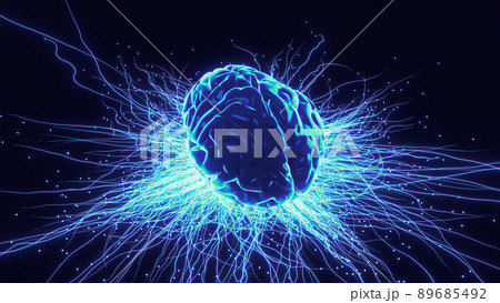 Abstract Human Brain activity visualization with traces and particles 89685492
