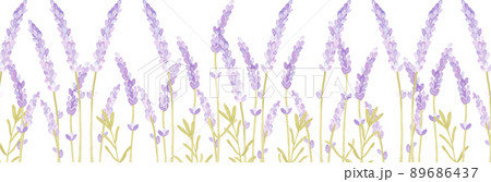 水彩で描いたラベンダーの花畑 水彩で描いたラベンダーの花畑 89686437