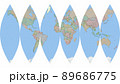 舟型多円錐図法による地球儀展開図6分割 89686775
