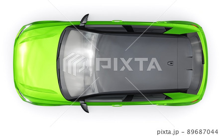 Compact urban premium car in a green hatchback on a white isolated background. 3d illustration Compact urban premium car in a green hatchback on a white isolated background. 3d illustration 89687044