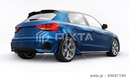 Compact urban premium car in a dark blue hatchback on a white isolated background. 3d illustration Compact urban premium car in a dark blue hatchback on a white isolated background. 3d illustration 89687190