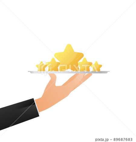 Star rating icon on hand. Vector background Star rating icon on hand. Vector background 89687683