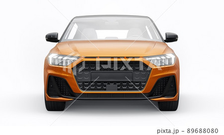 Compact urban premium car in a dark orange hatchback on a white isolated background. 3d illustration 89688080