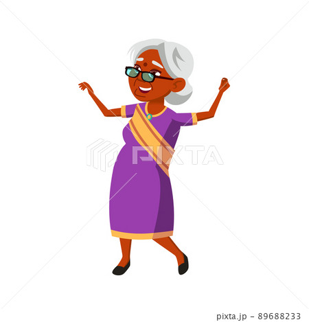 Elderly Woman Dancing Indian National Dance Vector 89688233